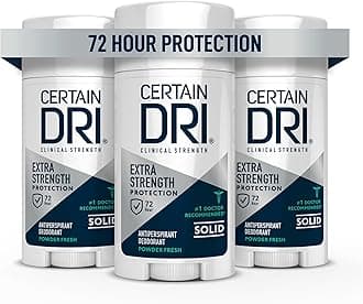 Extra Strength Clinical Solid Antiperspirant - 72-Hour Sweat & Odor Protection for Hyperhidrosis - Maximum-Strength - Powder Fresh Scent - 1.7 oz (Pack of 3)