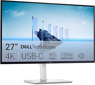 Dell 27 Plus 4K USB-C Monitor - S2725QC - 27-inch 4K (3840 x 2160) 120Hz 16:9 Display, AMD FreeSync Premium, sRGB 99%, Integrated Speakers, 1500:1 Contrast Ratio, Comfortview Plus - Ash White