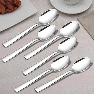 Parage 6 Pieces Stainless Steel Spoons Set, Dinner Spoon Length 16cm, Food Grade Silverware for Home & Kitchen- Mirror Polished, 6 Silver Spoons