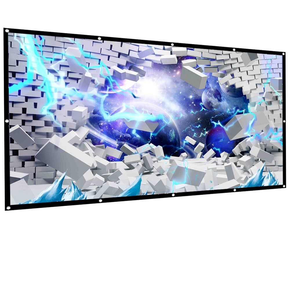 Projector Screen CFTech 100 Inch 16:9 HD Foldable Anti-crease Portable Projection Movies Screen for Home Theater Outdoor Indoor Match Party, Support Double Sided Projection , 2 lbs Only