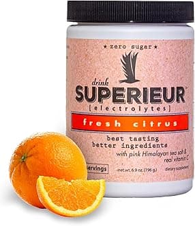 Superieur Electrolytes – Plant Based Electrolyte Supplement w/Sea Minerals for Hydration & Recovery – Keto Friendly, Non-GMO, Zero Sugar, Vegan Healthy Sports Drink Powder – Citrus (70 Servings) (70 servings (Pack of 1), Fresh Citrus)