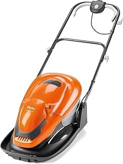 Flymo EasiGlide 330 V Hover Collect Lawn Mower - 1700 W Motor, 33 cm Cutting Width, 20 Litre Grass Box, Folds Flat, 10 m Cable Length, Orange and Grey