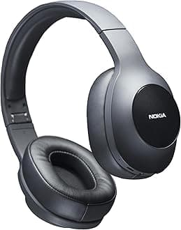 Nokia E1200 Essential Wireless Headphones, On-Ear Headphones with Foldable Headband, Bluetooth 5.0 Compatible, 40Hrs Wireless Playtime, Black