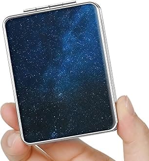Pocket Mirror, Small Travel Mirror with Magnification, Portable Double-Sided Magnifying Cosmetic Mirror for Daily (Star)