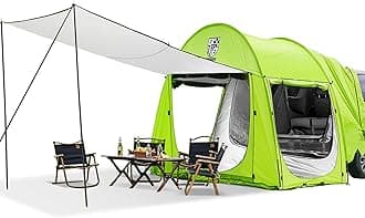 Universal SUV Camping Tent with Spacious Awning, 4000mm Waterproof Car Tent, Up to 4-Person Sleeping Capacity Camping Accessories, Easy Setup for Backpacking Traveling Hiking Outdoors
