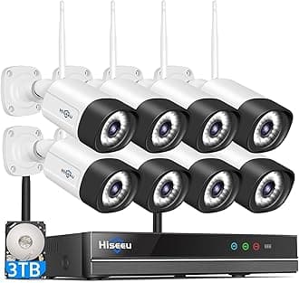 Hiseeu 5MP WiFi Security Camera System,3TB HDD, 16 Channels 8MP NVR Surveillance CCTV System Kit,Outdoor 2 Way Audio, Color Night Vision with Spotlight, 24/7 Time Record