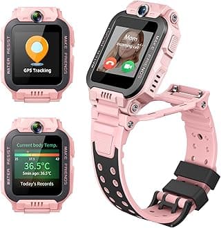 Watch Phone Z7, 4G Smart Watch for Kids with Real-Time HD Video & Phone Call, Smart Watch for Girls with GPS Location and 14-Day History, Smartwatch for Boys with IPX8 Waterproof (Pink)