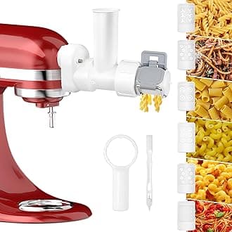 Gourmet 6 IN 1 Pasta Maker Attachment for Kitchenaid Stand Mixer with 6 Different Shapes of Pasta Outlet & Cleaning Brush, Durable Pasta Press Attachments for Kitchen Aid Accessories, Dishwasher Safe
