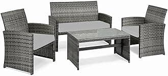 iSTYLE MODE BETTER HOME CHOICE 3 Pieces Replacement Cushions Set For Rattan Chairs Sofa Patio Garden Outdoor Furniture Water Resistant Patio Padding Lightweight and Durable (Grey)