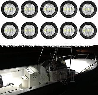 PSEQT 3 LED Round Boat Interior Deck Transom Courtesy Utility Light Marine Step Cockpit Lighting Waterproof for Fishing Pontoon Kayak Yacht Sailboat (White, 10Pcs)