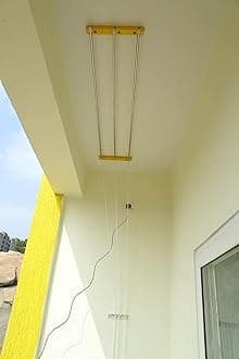 NR INDUSTRIES Ceiling Hanger Stainless Steel Rust Proof Ceiling Clothes Hanger/Rack Roof Mount Cloth Dryer with Individual Drop Down Railers (NRI 3Lines 7Feet)