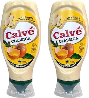 Italia Solutions UK Calve Classica Mayonnaise Squeezy Bottle La Maionese No.1 in Italy, With Free Range Eggs, 430ml, Pack of 2