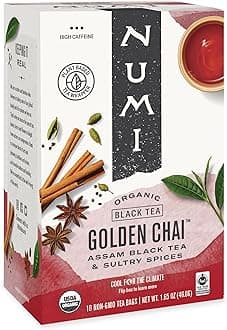 Numi Tea Golden Chai Black Tea, 18 Bag (Pack of 1)