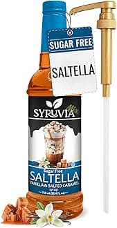 - Sugar Free Coffee Syrup, SALTELLA Syrup, Vanilla Salted Caramel Flavored Syrup for Drinks, Lattes, and Desserts – 25.4 fl oz, With Pump