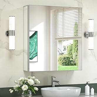 TokeShimi24x26 Mirrored Medicine Cabinet Bathroom,Aluminum Recessed Medicine Cabinet with Mirror Wall Mounted with Full-Overlay Mirrors