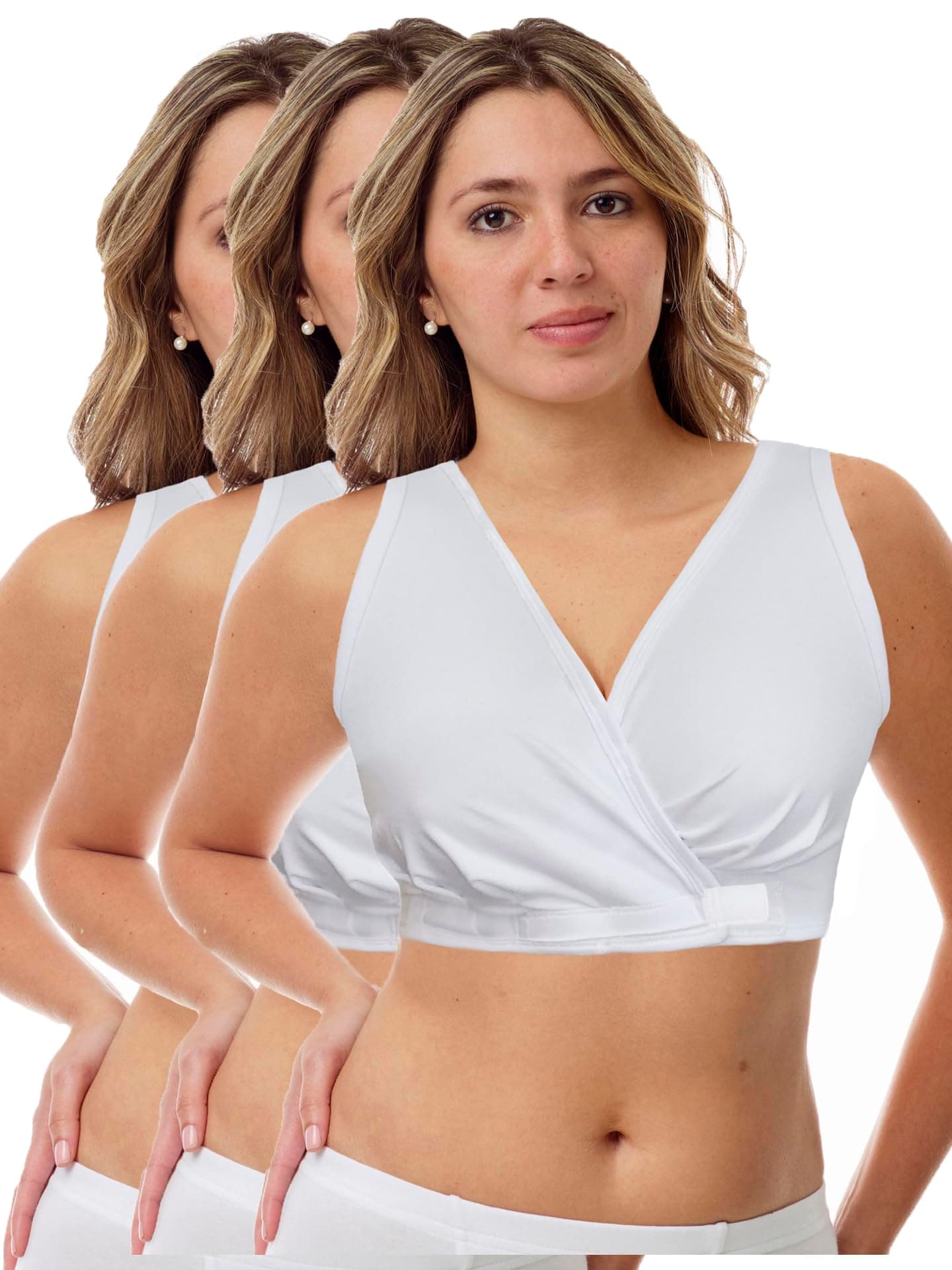 USA Arthritis Bra with Hook and Loop Front Closure - Sleep and Leisure Bra - Breastfeeding Bra - 3-Pack 3177