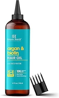 100% Pure Argan & Biotin Oil For Hair Growth & Hair Treatment Oils 6.7 Fl oz | Infused with coconut Oil | Hair Oil Repairs Dry Damaged Hair, Strengthening, Healthier | All Hair Types
