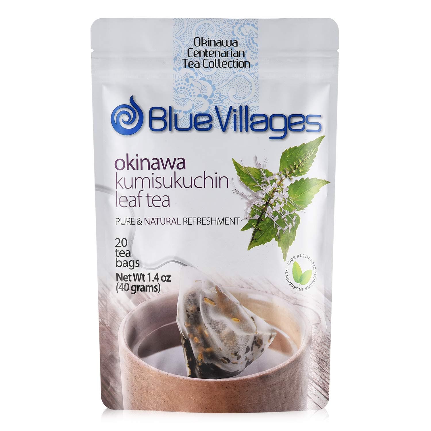 Blue Villages Kumisukuchin Tea (Java Tea) - 100% Pure Leaf, Natural, Organic and Caffeine-Free, 20 Tea Bags (2g Each) from Okinawa Japan