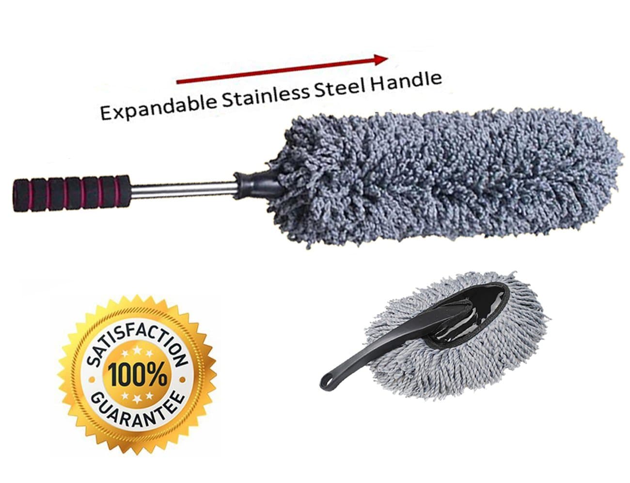 Ultimate Car Duster - The Best Microfiber Multipurpose duster car - Exterior or Interior Use - Professional Detailing Tool- 2 Piece Cleaning Kit