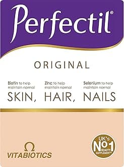 Perfectil Original Beauty Supplement for Hair Skin and Nails, One-A-Day Formula, 90 Unflavoured Tablets, 90-Day Supply, by Vitabiotics