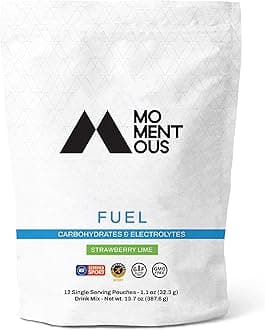Momentous Fuel Intra-Workout Energy & Hydration Drink Mix - Powder for Sustained Energy During Workouts - NSF Certified for Sport - GMO- & Gluten-Free - Strawberry Lime