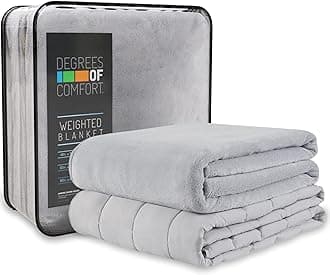 Degrees of Comfort Washable Weighted Blanket with Removable Cover Twin Size, 1 x Cozyheat Minky Plush Cover Included, Micro Glass Beads Technology, 48x72 15 lbs Grey