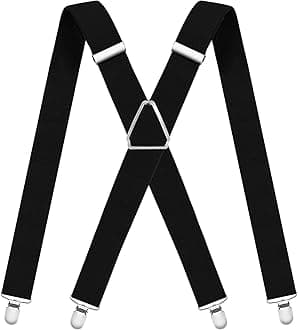 Mens Suspenders Adjustable Braces with 4 Strong Metal Clips Elastic X Back Heavy Duty Suspender for Men and Women
