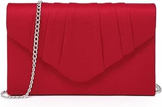 Dasein Women's Evening Bag Pleated Envelope Clutch Handbag Wedding Party Bridal Purse, 1-velvet Red, One Size