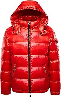 Men Warm Down Jackets Solid Color Winter Snow Down Jackets Hooded Zipper Metal Shining Windbreaker Parka