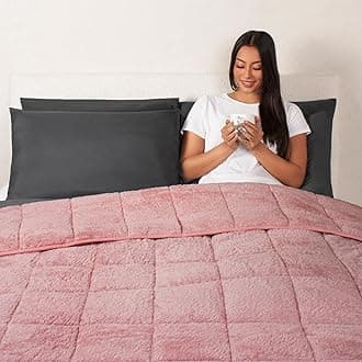 Brentfords Teddy Fleece Heavy Weighted Blanket for Adults Quilted Pockets Throw, Blush Pink, 150 x 200cm - 8kg - (Disclaimer:Only suitable for age 3+years)