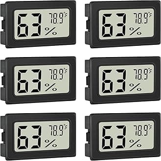 Humidity Meter Indoor Thermometer 6-Pack Mini Digital Thermometer Hygrometer Indoor Temperature Humidity Meters Gauge LCD Display Fahrenheit (℉) for Greenhouse, Reptile Tank, Cellar, Closet