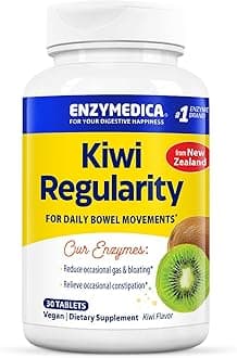 Enzymedica Kiwi Regularity - Bowel Movement Supplement for Women & Men, Occasional Constipation Support, Reduces Gas & Bloating, Daily Digestion & Gut Health Support for Adults - 30 Chewable Tablets