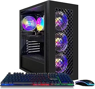 STGAubron Gaming PC Computer Desktop, Intel Core I7 8th Gen up to 4.1G, Radeon RX 5700 8G, 16G DDR4, 512G SSD, WiFi 6 & BT 5.2, RGB Fan x4, Windows 11 Home