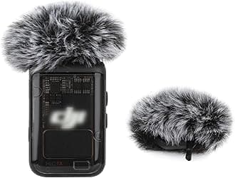 Grey Windscreen for DJI MIC 2 / OSMO POCKET 3 Microphone Furry Wind Muff Grey Foam, 2-Pack
