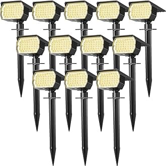 Solar Spot Lights Outdoor Waterproof IP65 12 Pack Landscape Spotlights with 46 LEDs Warm White