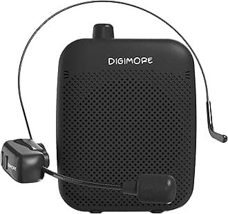 DIGIMORE Wireless Voice Amplifier for Teachers| 12Hr Battery| 10W Speaker| BT v5.3| 3.5mm Mic Input| Type-C| Wireless Headset Mic for Tour Guides, Teachers, Factory Visits & PA System (D-1200 WL)