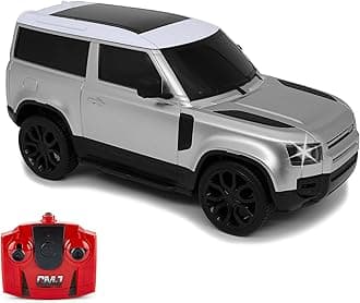 CMJ RC Cars Land Rover Defender Official Licensed Remote Control Car 1:24 with Working LED Lights, Radio Controlled Supercar (Range Rover Silver)