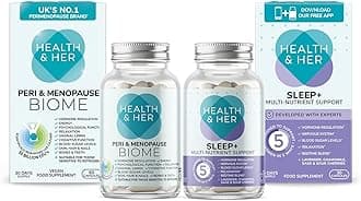 Health & Her Peri & Menopause Biome 50bn Live Cultures Supplements for Women - Day & Night Bundle - Multi-Nutrient Wellbeing Support - 1 Month Supply, 60 Capsules - Vegan & Gluten Free