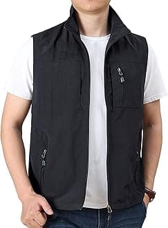 Hixiaohe Mens Lightweight Vest Summer Casual Outdoor Vest Utility Travel Golf Work Zip Sleeveless Jacket with Pockets