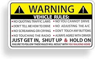 Funny Vehicle Safety Warning Rules Sticker Adhesive Vinyl for Car Truck Window Graphic Bumper