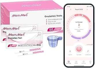 MOMMED Ovulation Test Strips, 50 LH Ovulation Kit + 50 Collection Cups, Accurately Track Ovulation Test, High Sensitivity Ovulation Tests