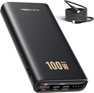 VEEKTOMX100W Laptop Power Bank 20000mAh Fast Charging Portable Laptop Charger USB C PD 3.0 Battery Bank Compatible with iPhone15/14/13/12/11 Pro MacBook iPad Samsung Steam Deck Camera etc