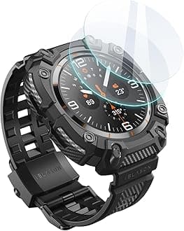 for Samsung Galaxy Watch Ultra Band 47mm 2025/2024 with 2 Pack Tempered Glass Screen Protector, [Military Protection] [Magnetic Charging], Durable Band for Galaxy Watch 8/7 Ultra [47mm], Black