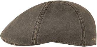 StetsonLevel Distressed Cotton Duckbill Flat Cap Medium Brown