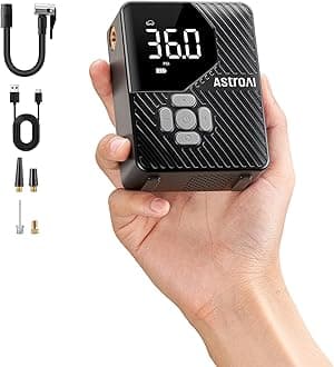 AstroAI L7 Mini Tire Inflator Portable Air Compressor,150 PSI Cordless Car Tires Air Pump with LED Lights&Pressure Gauge,Auto Shut-Off - Tire Pump for Auto,Motorcycle, Bicycle, Ball Grey
