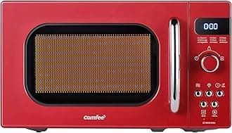 - COMFEE' Retro Small Microwave Oven With Compact Size, 9 Preset Menus, Position-Memory Turntable, Mute Function, Countertop Microwave Perfect For Small Spaces, 0.7 Cu Ft/700W, Red, AM720C2RA-R