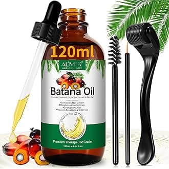 ALIVER Batana Oil for Hair Growth Cold Press 120ml with Derma Roller - 100% Pure & Natural Batana Oil, Eliminate Hair Split Ends, Damaged Hair Repair,Enhances Hair & Skin Radiance Nourishment