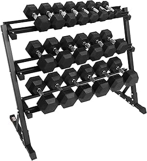 Premium Rubber Coated Hex Dumbbell Weight Set, Multiple Packages