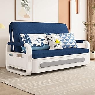 Foldable Sofa Bed - Modern Style Living Room and Bedroom Comfortable Sofa with Storage - Double-Seat Multi-Functional Soft Sofa (blue, 158CM)