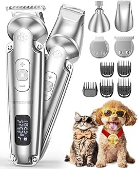 oneisall Dog Clippers and Dog Paw Trimmer and Nail Grinder with Low Noise,Dog Grooming kit Suitable for All Hair Types,Waterproof Dog Shaver Supplies for Dogs